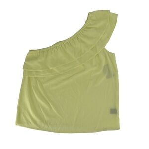 NWT Apt. 9 Yellow One Shoulder Ruffled Blouse Size Medium Women’s